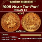 1905 Indian Cent Near Top Pop! 1c ms66+ rd SEGS