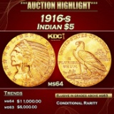 1916-s Gold Indian Half Eagle $5 ms64 USCG
