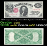1917 $1 Large Size Legal Tender Note Grades au53 Signatures Teehee/Burke
