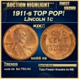 1911-s Lincoln Cent TOP POP! 1c ms66 rb SEGS