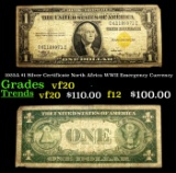 1935A $1 Silver Certificate North Africa WWII Emergency Currency Grades vf, very fine
