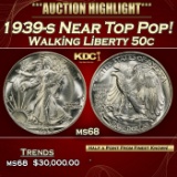 1939-s Walking Liberty Half Dollar Near Top Pop! 50c ms68 SEGS