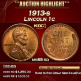 1913-s Lincoln Cent 1c ms65 rd SEGS