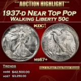 1937-d Walking Liberty Half Dollar Near Top Pop 50c ms67+ SEGS