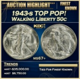 1943-s Walking Liberty Half Dollar TOP POP! 50c ms67+ SEGS