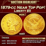 1879-cc Gold Liberty Half Eagle Near Top Pop! $5 ms61 USCG