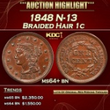 1848 Braided Hair Large Cent N-13 1c ms64+ bn SEGS