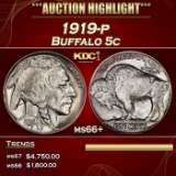 1919-p Buffalo Nickel 5c ms66+ SEGS