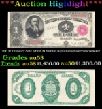 1891 $1 Treasury Note Edwin M Stanton Grades au53 Signatures Rosecrans/Nebeker