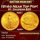 1914-d Gold St. Gaudens Double Eagle Near Top Pop! $20 ms66+ SEGS