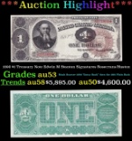 1890 $1 Treasury Note Edwin M Stanton Grades au53 Signatures Rosecrans/Huston
