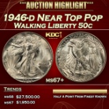 1946-d Walking Liberty Half Dollar Near Top Pop 50c ms67+ SEGS