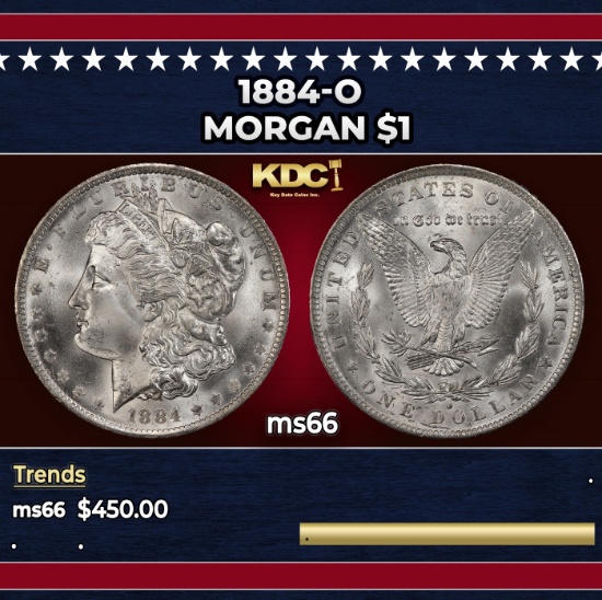1884-o Morgan Dollar $1 Grades GEM+ Unc