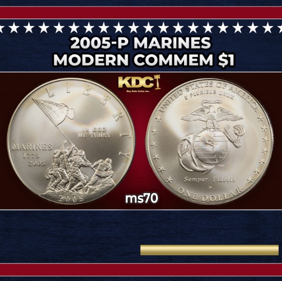 2005-P Marines Modern Commem Dollar $1 ms70 SEGS