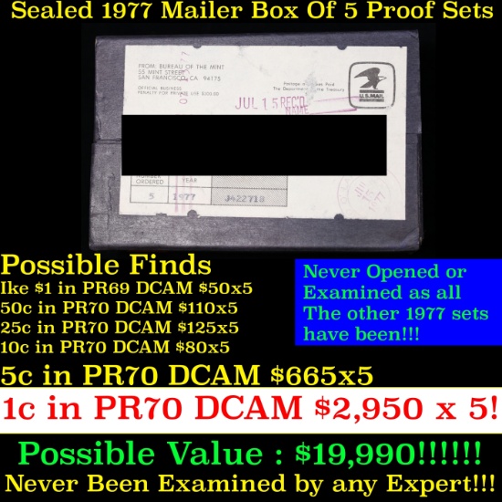 Original sealed box 5- 1977 United States Mint Proof Sets