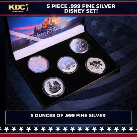 5x 1oz Silver Round Disney Set, 5oz Of Pure Silver