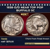 1938-d/d Buffalo Nickel Near Top Pop 5c ms67 SEGS