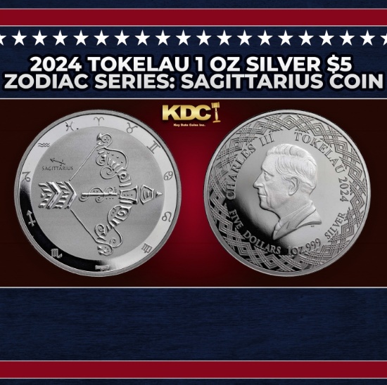 2024 Tokelau 1 oz Silver $5 Zodiac Series: Sagittarius Coin