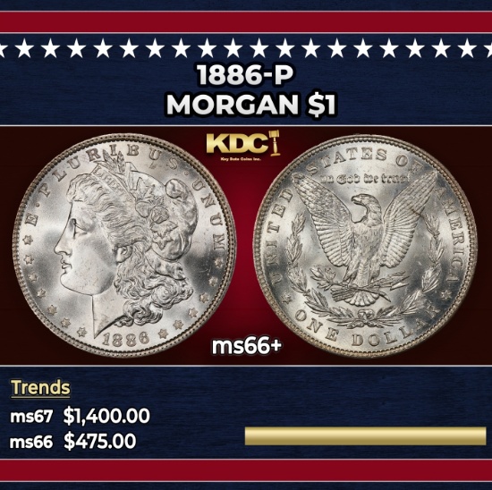 1886-p Morgan Dollar $1 ms66+ SEGS
