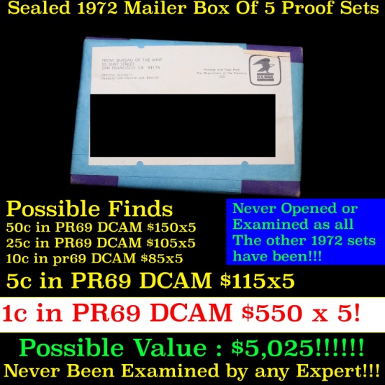 Original sealed box 5- 1972 United States Mint Proof Sets