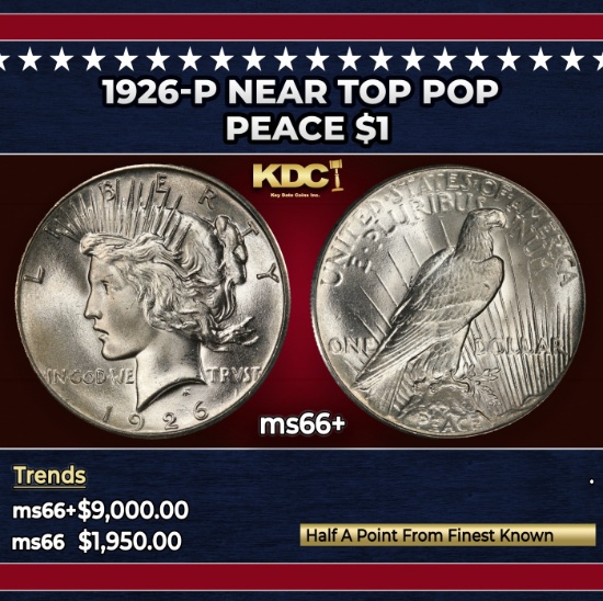 1926-p Peace Dollar Near Top Pop $1 ms66+ SEGS