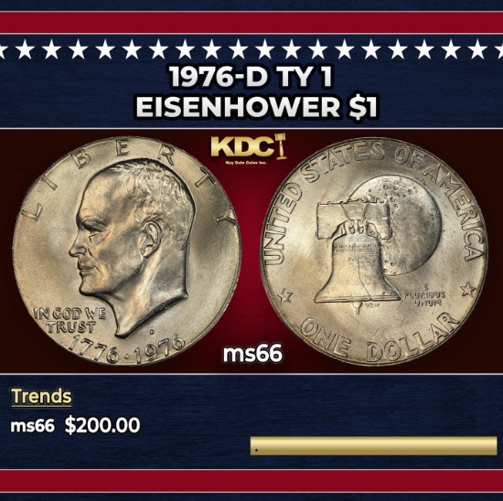 1976-d Ty 1 Eisenhower Dollar $1 ms66 SEGS