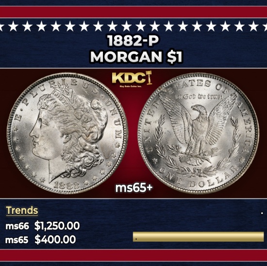 1882-p Morgan Dollar $1 Grades GEM+ Unc