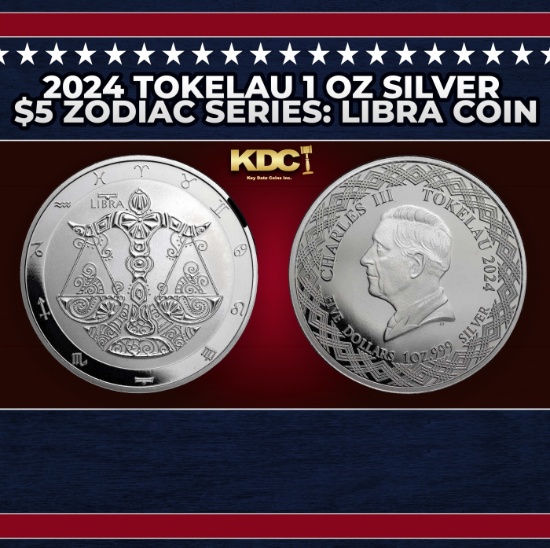 2024 Tokelau 1 oz Silver $5 Zodiac Series: Libra Coin