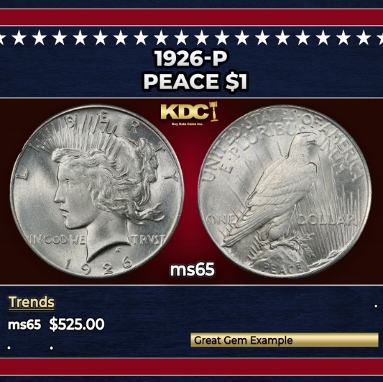1926-p Peace Dollar $1 Grades GEM Unc