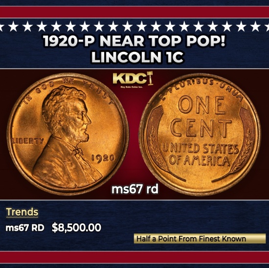 1920-p Lincoln Cent Near Top Pop! 1c ms67 rd SEGS