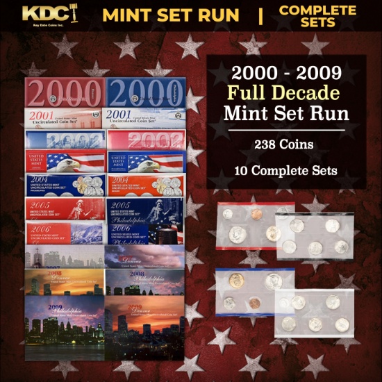2000-2009 Full Decade Mint Set Run - 238 Coins, 10 Complete Sets