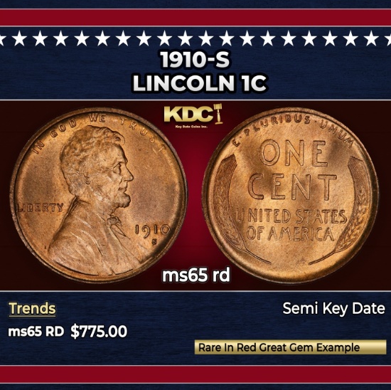 1910-s Lincoln Cent 1c Grades GEM Unc RD