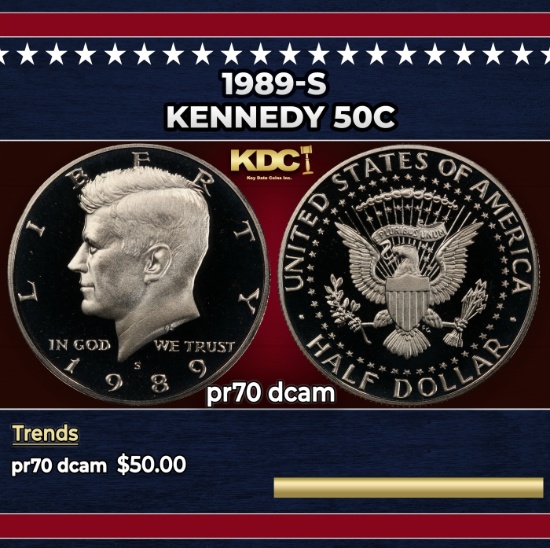 1989-s Proof Kennedy Half Dollar 50c pr70 dcam SEGS