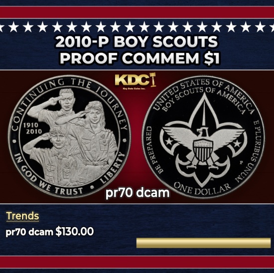 2010-P Boy Scouts Proof Modern Commem Dollar $1 pr70 dcam SEGS