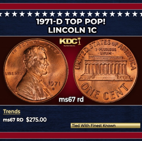 1971-d Lincoln Cent TOP POP! 1c ms67 rd SEGS