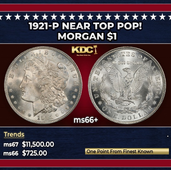 1921-p Morgan Dollar Near Top Pop! $1 ms66+ SEGS
