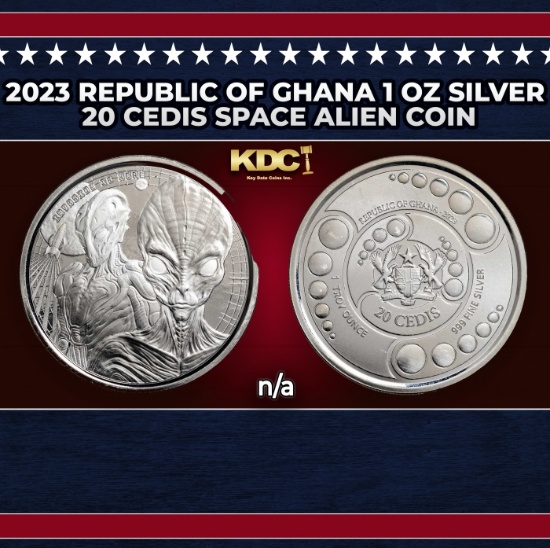 2023 Republic of Ghana 1 oz Silver 20 Cedis Space Alien Coin
