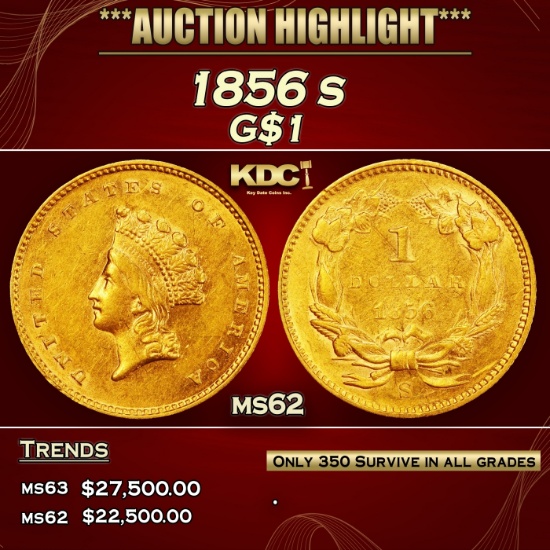 1856 s Gold Dollar $1 ms62 USCG
