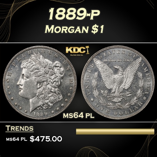 1889-p Morgan Dollar $1 Grades ms64 pl