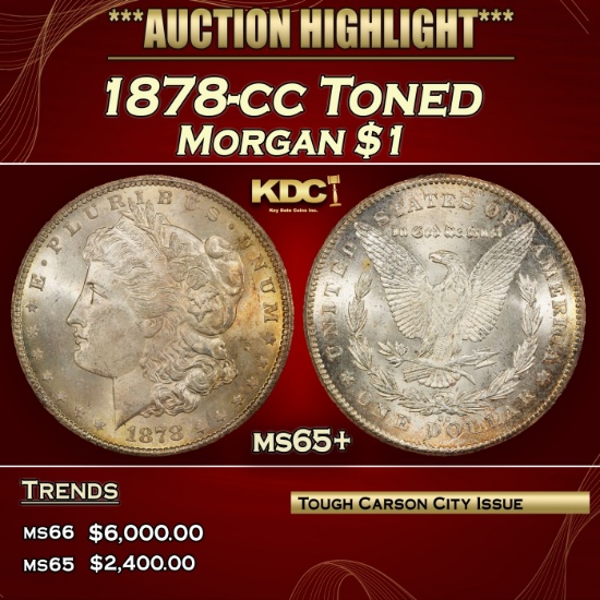 1878-cc Morgan Dollar Toned $1 ms65+ SEGS