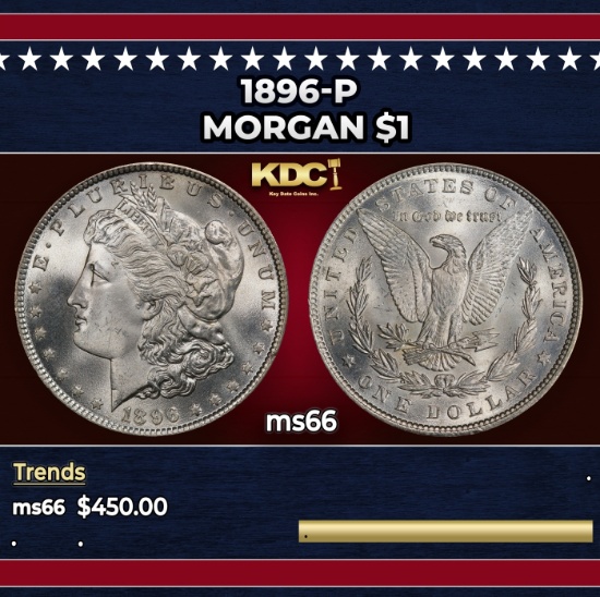 1896-p Morgan Dollar $1 Grades GEM+ Unc