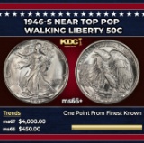 1946-s Walking Liberty Half Dollar Near Top Pop 50c ms66+ SEGS