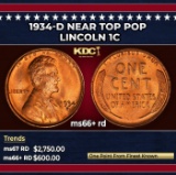 1934-d Lincoln Cent Near Top Pop 1c ms66+ rd SEGS