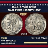 1944-p Walking Liberty Half Dollar TOP POP! 50c ms68 SEGS