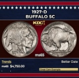 1927-d Buffalo Nickel 5c ms65 SEGS