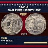 1943-s Walking Liberty Half Dollar 50c Grades GEM+ Unc