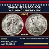 1946-p Walking Liberty Half Dollar Near Top Pop 50c ms67+ SEGS