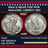 1940-s Walking Liberty Half Dollar Near Top Pop 50c ms66+ SEGS