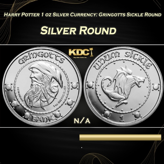 Harry Potter 1 oz Silver Currency: Gringotts Sickle Round