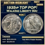 1935-p Walking Liberty Half Dollar TOP POP! 50c ms67+ SEGS